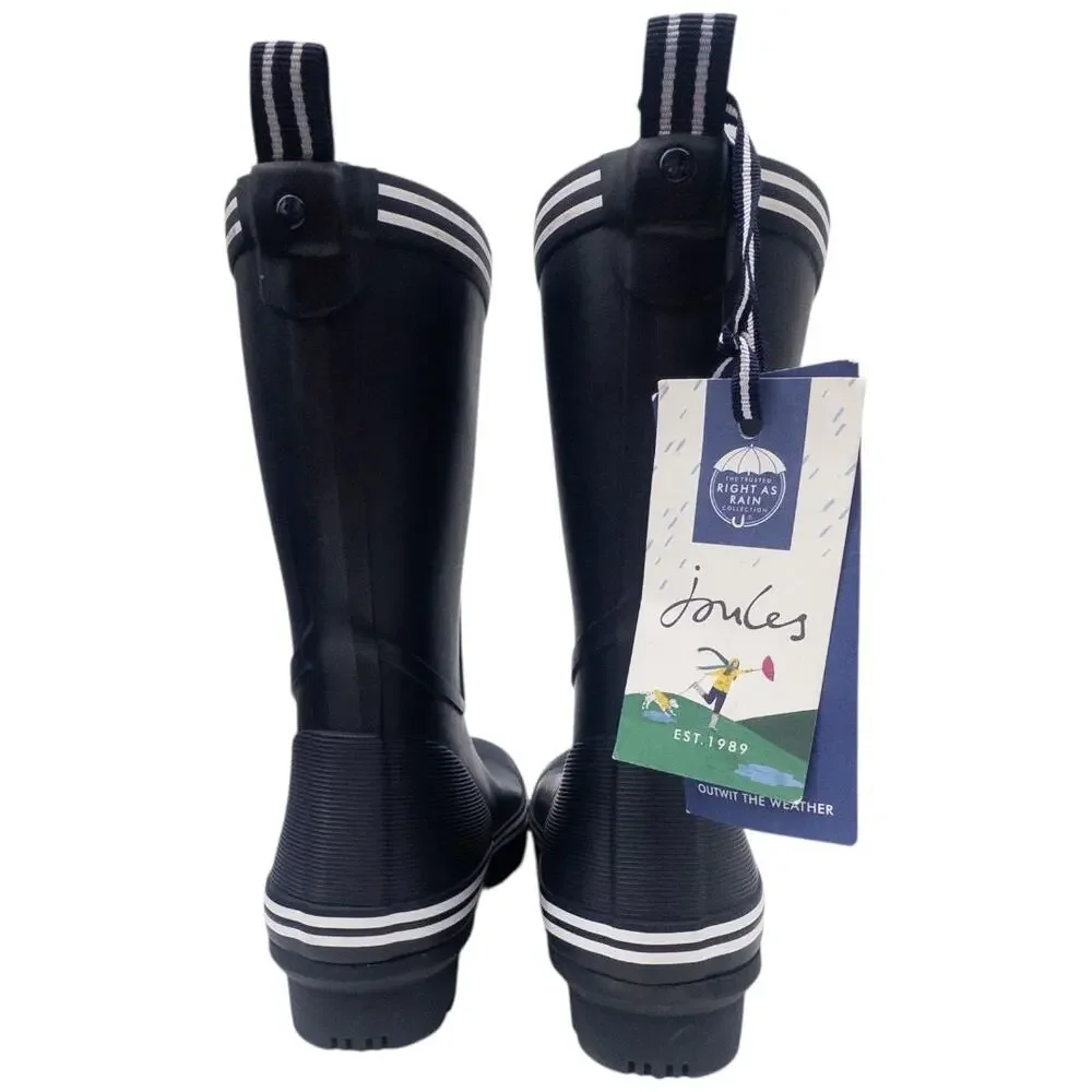 Joules Womens Rain Boot Welly Size 7 Navy Blue White Waterproof NWT